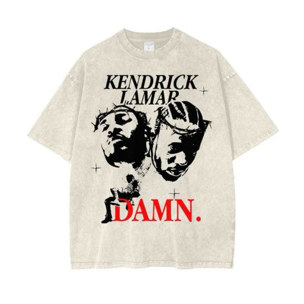 Kendrick Lamar Oversized Tee – Light Orange/White Print